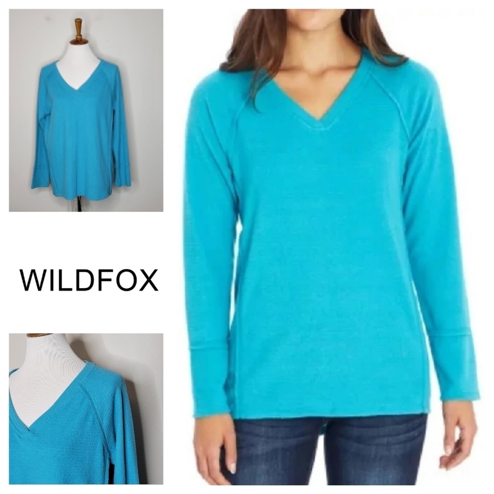 Wildfox Haley Brushed Sweater In Peacock Sz M